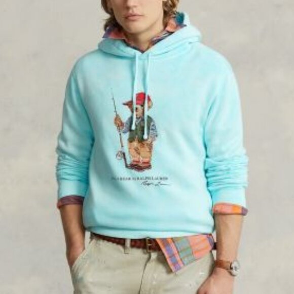 Ralph Lauren Tie Dye Preppy Fishing Bear Hooded Sweatshirt Retails $198 NWT - Picture 3 of 9